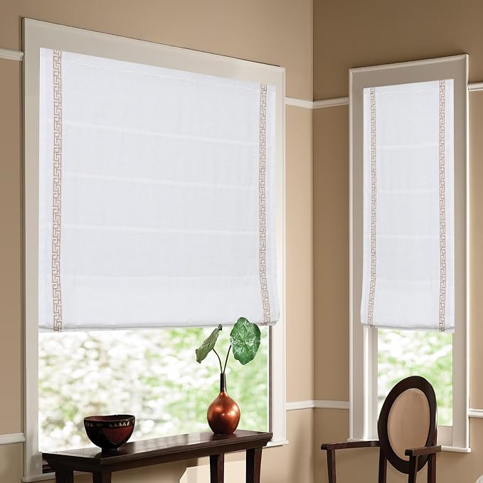 Cordless Roman Shades for Windows, Fabric Insulated Thermal Roman Blinds for - Image 5