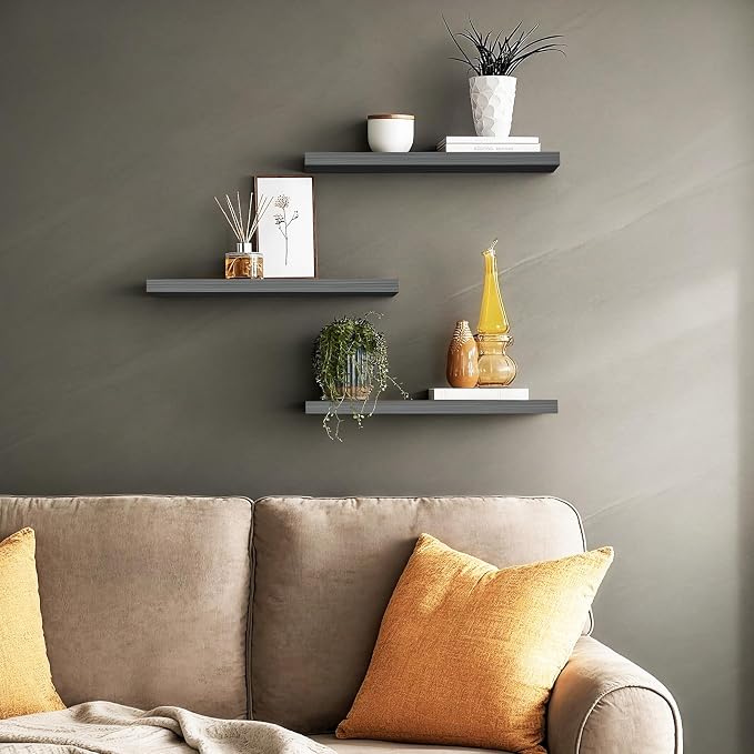 BAYKA Floating Shelves for Wall, 22.5 Inches Wall Mounted Rustic Wood Shelves - Image 2
