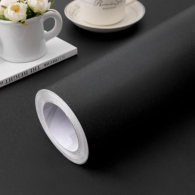 practicalWs 15.7 inch x 787.4 inch Black Self Adhesive Wallpaper Peel and Stick by practicalWs