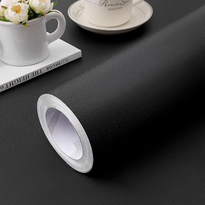 practicalWs Peel and Stick Wallpaper 15.7" x 118" Black Contact Paper by practicalWs