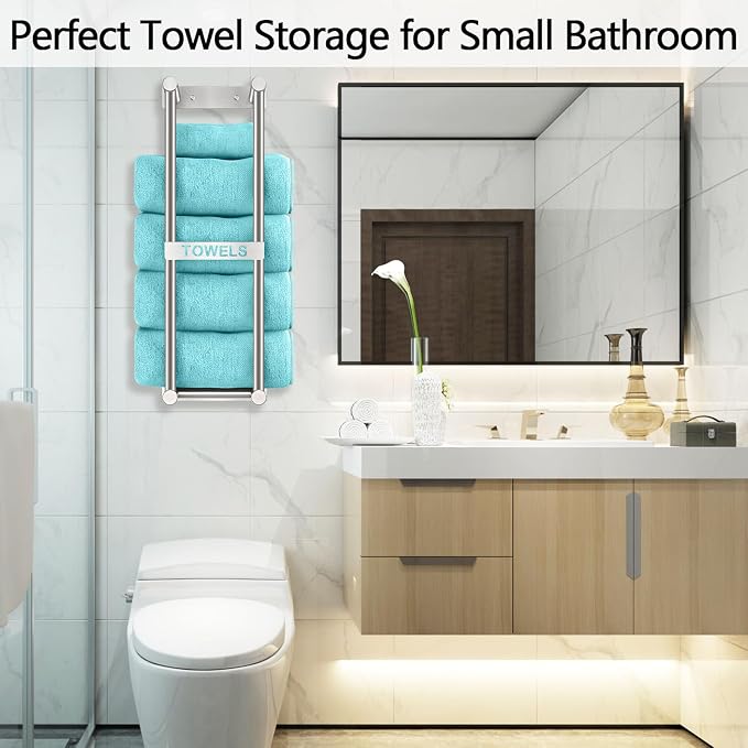Towel Racks for Bathroom, STWWO Towel Storage for Small Bathroom 22inch - Image 2