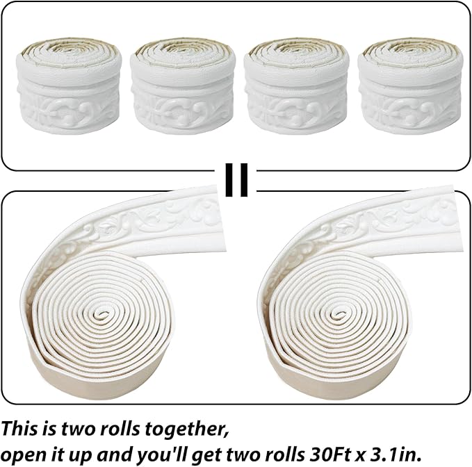 360" x 3.1" Peel Stick Foam Molding Trim Self Adhesive, Crown Molding Wallpaper - Image 3