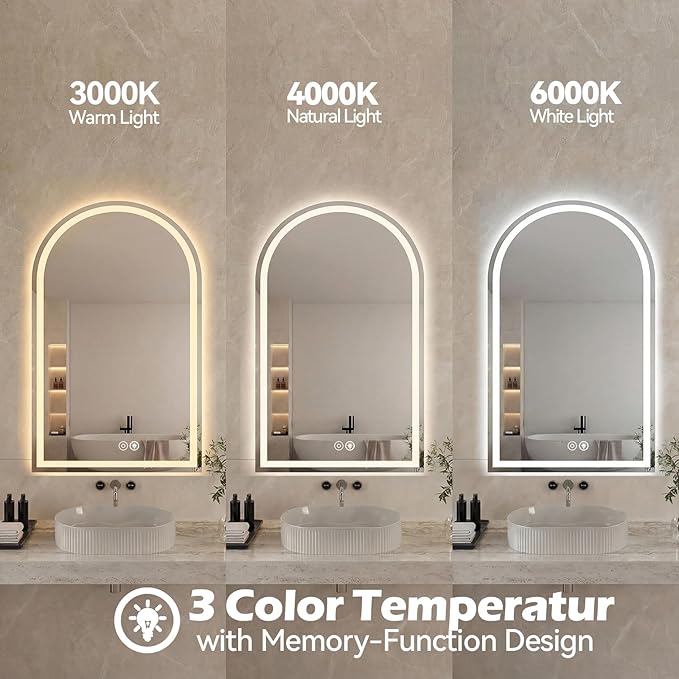 Sweetcrispy 20“×28” LED Bathroom Backlit Mirror - Image 4