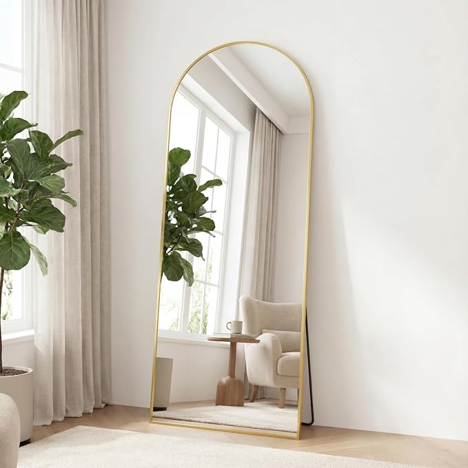 Sweetcrispy 56"x21" Arched Full Length Mirror, Leaning or Standing Full Body - Image 2