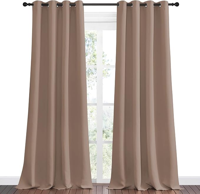 NICETOWN Bedroom Blackout Long Curtains and Drapes, 55 by 120 Inch, Cappuccino - Image 2