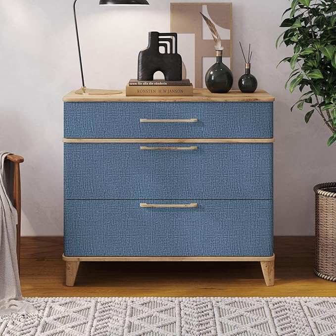 Blue Wallpaper Grasscloth Peel and Stick Wallpaper 17.7inch x 393.7inch - Image 5