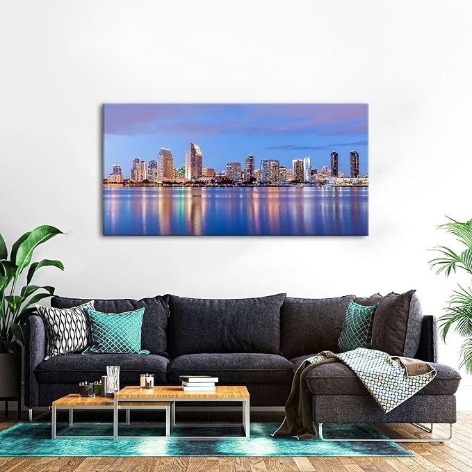 San Diego City Wall Art USA Cityscape Wall Decor Sunset San Diego Skyline - Image 4