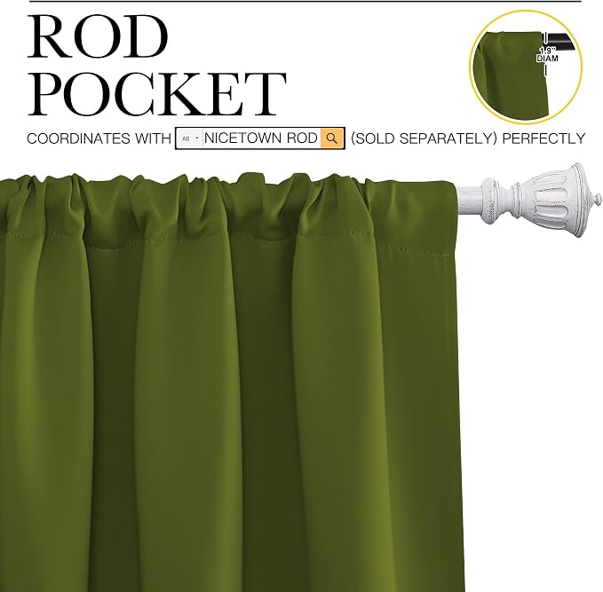 NICETOWN Window Curtains Blackout Drapes, Thermal Insulated Solid Rod Pocket - Image 3