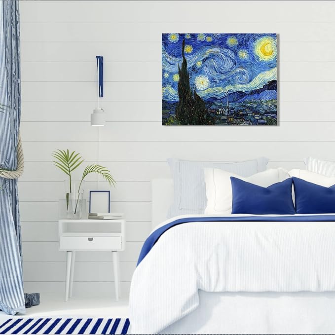 Van Gogh Canvas Wall Art: Starry Night Landscape Painting Picture Reproduction - Image 3