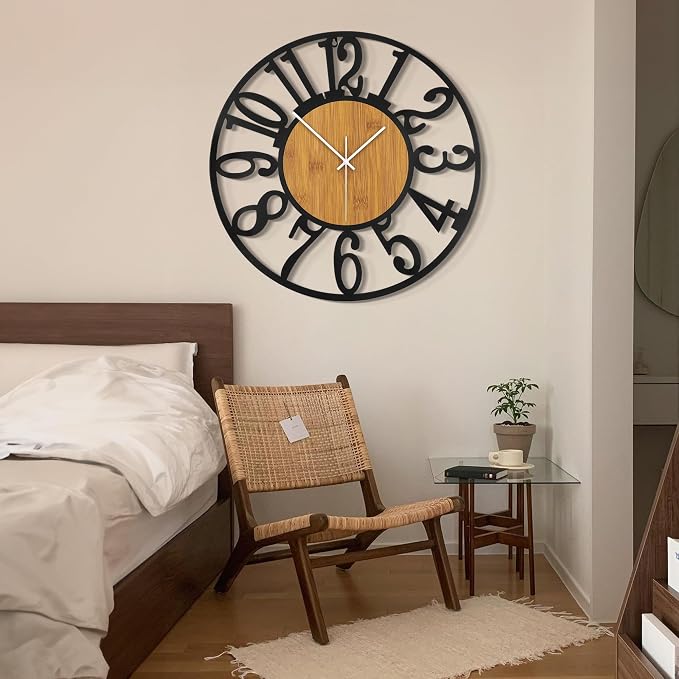 LEIKE Large Wall Clocks, Non Ticking, Battery Operated Rustic Round Modern Big - Image 5