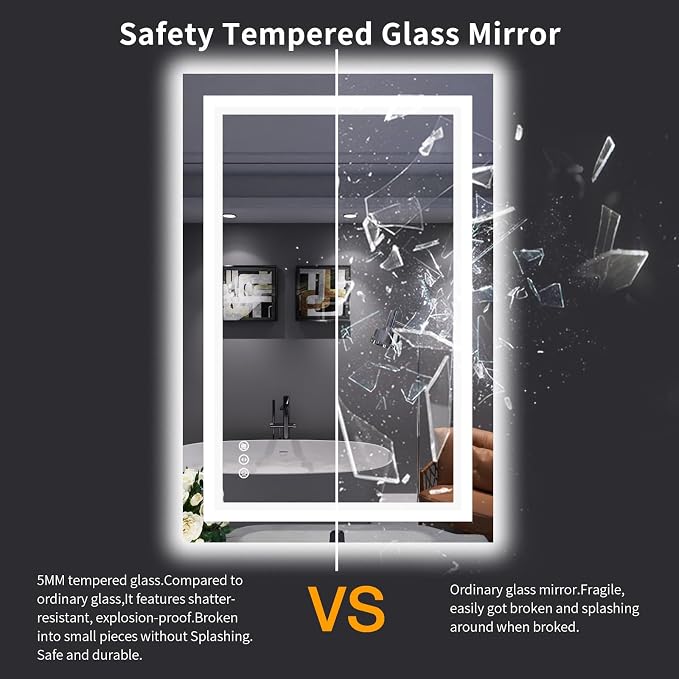 LOAAO 24"X36" LED Bathroom Mirror - Image 8