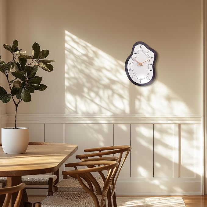 Mid Century Retro Irregular Shape Wall Clock, Silent Non-Ticking Battery - Image 4