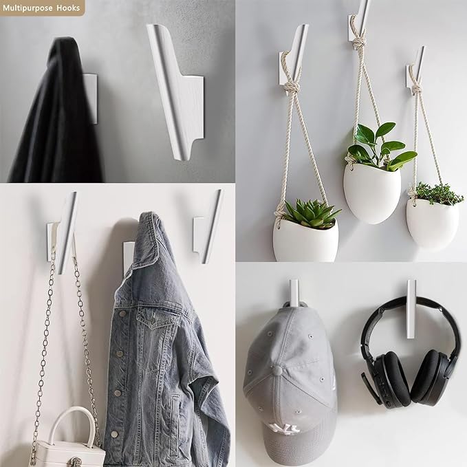 Wood Wall Hooks 4 Pack Coat Hooks Wall Mount White Wooden Hooks - Image 5