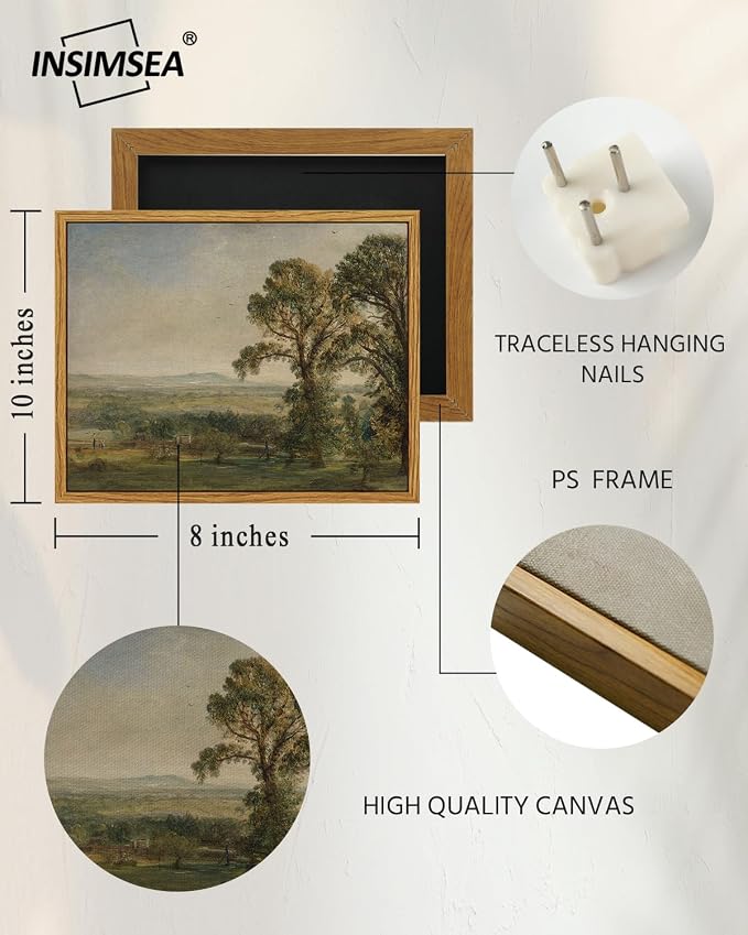 InSimSea Framed Canvas Wall Art, Vintage Landscape Painting, Rustic Nature - Image 5