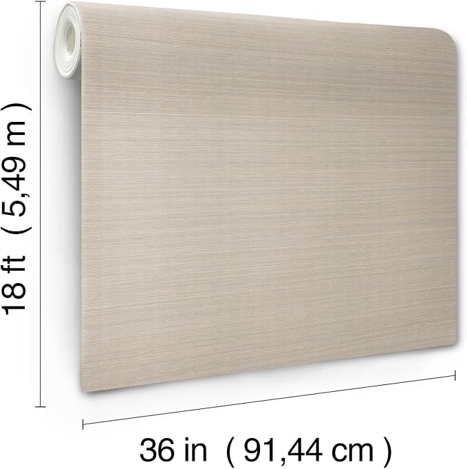 York Wallcoverings Natural Sisal Warm Grey Peel and Stick Grasscloth Wallpaper - Image 6