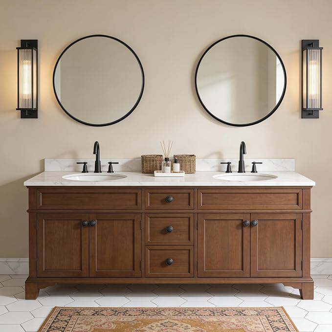 WallBeyond Black Round Wood Mirror 24 inch Circle Wall Mirror - Image 5