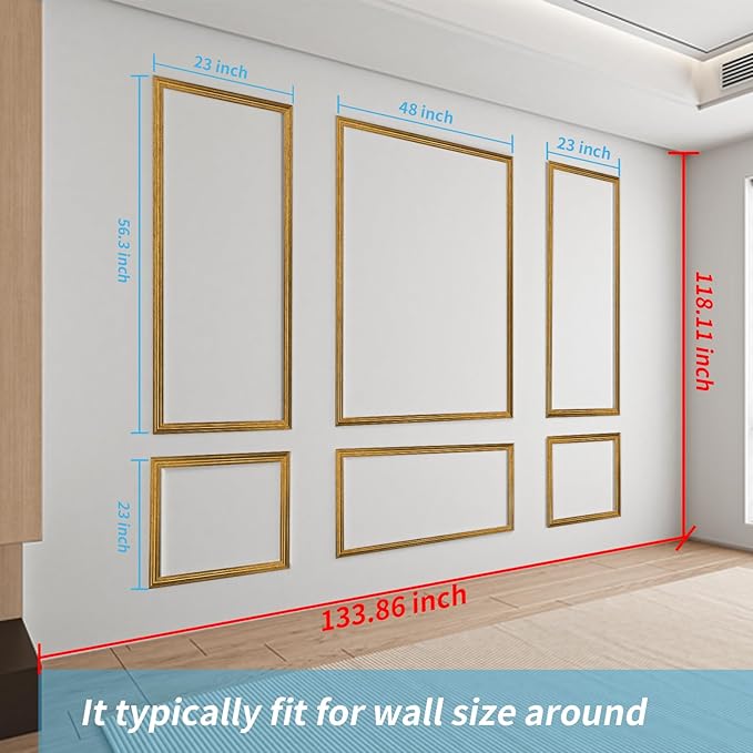 Art3d Pre-Cut Wall Molding Set of 6 pcs, Ready-to-Assemble Wainscoting Panels - Image 4