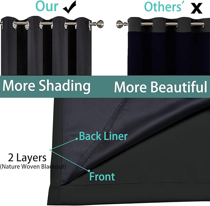 Yakamok 100% Blackout Lined Pair Curtains - Image 5