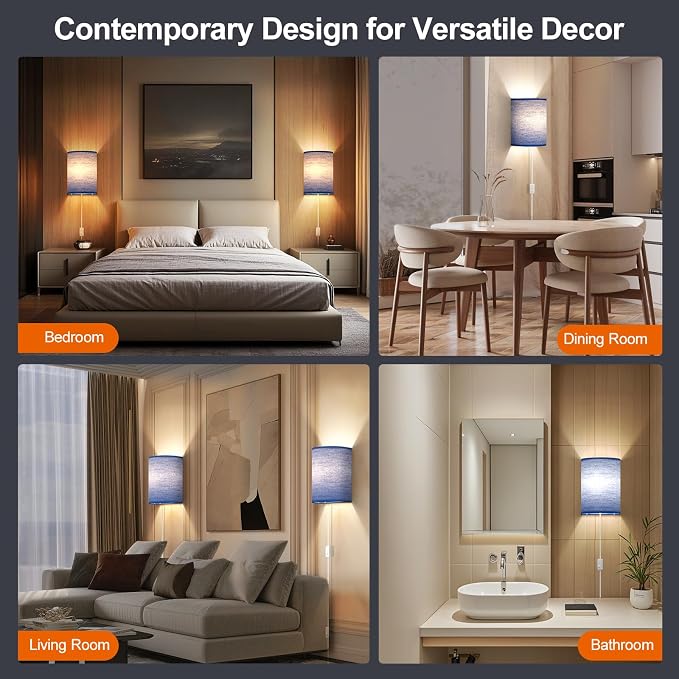 Plug in Wall Sconces Set of Two: Wall Lights - Image 6