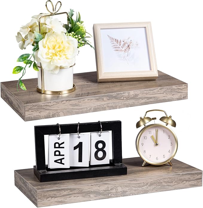 HOOBRO Floating Shelves for Wall, Wall Mounted Shelf Set of 2, 15.7" Hanging - Image 9