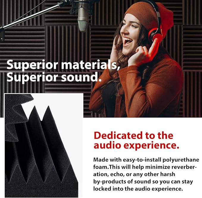 FONESO Acoustic Panels, High Density Soundproof Foam Panels, Fire Resistant - Image 5