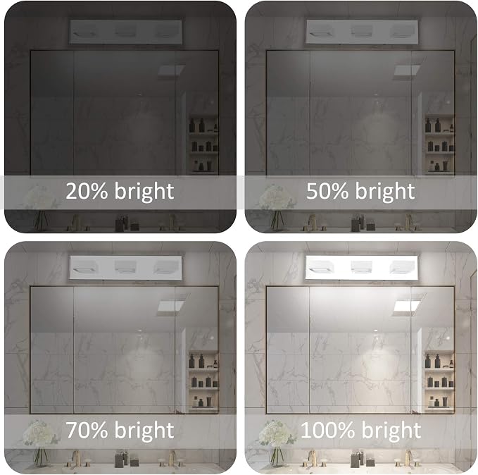 Ralbay Dimmable LED Vanity Light Modern 3 Light Acrylic Stainless Steel - Image 6
