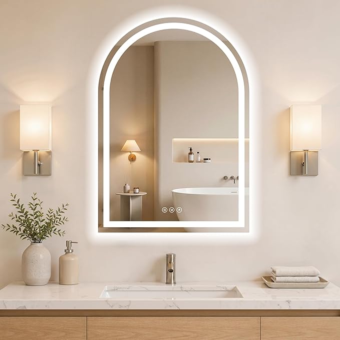 Arched LED Bathroom Mirrors by WISSMILESHOME