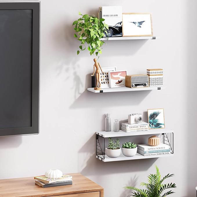 Fixwal 3+1 Tier Bathroom Floating Shelves Over Toilet, 15.8in Farmhouse Rustic - Image 6