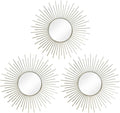3 Pack Metal Mirrors for Wall Sunburst Wall Mirrors Home Décor Decorative by Uaussi