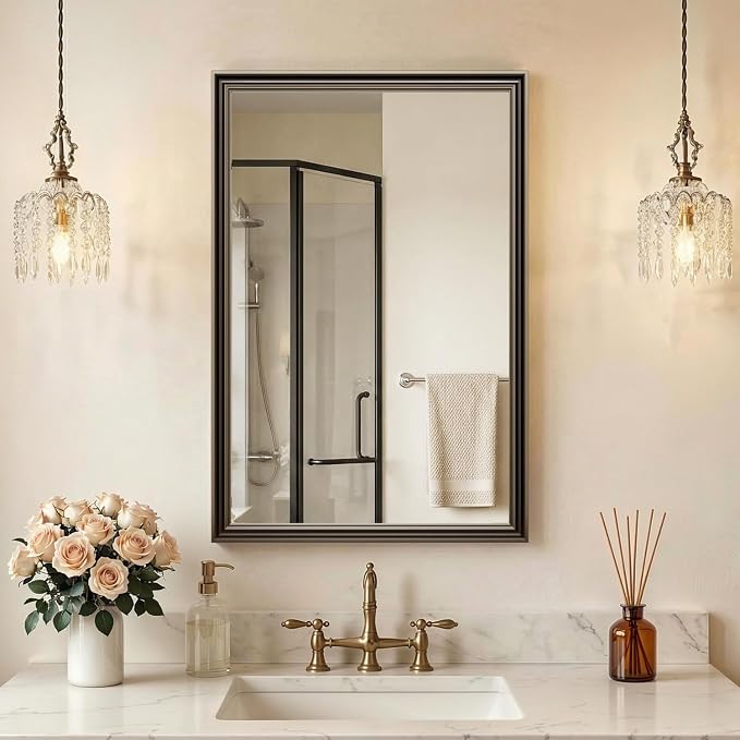 Retro Copper Effect Framed Wall Mirror, 20x30 Rectangle Mirror, by Ultrue