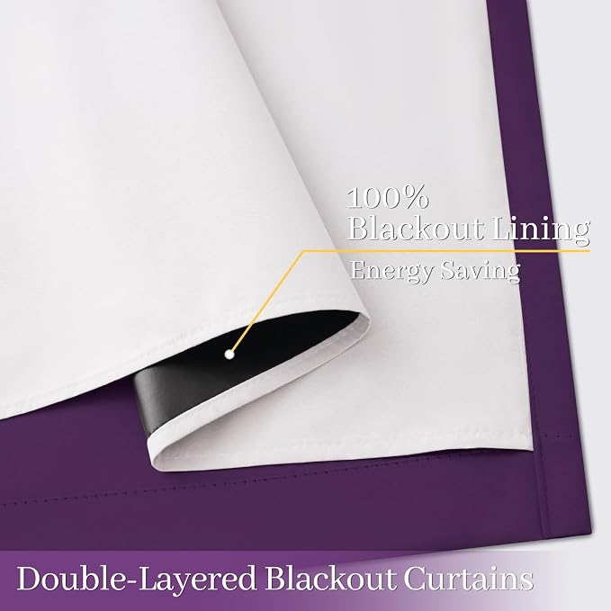 Yakamok 100% Blackout Curtain Panels 84 inches Cold and Light Blocking Drapes - Image 4