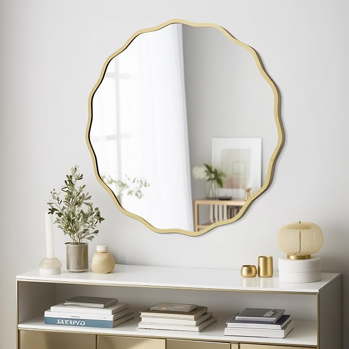 WallBeyond Round Wavy Mirror for Wall Decorative 28 inch, Modern Round Mirror - Image 3