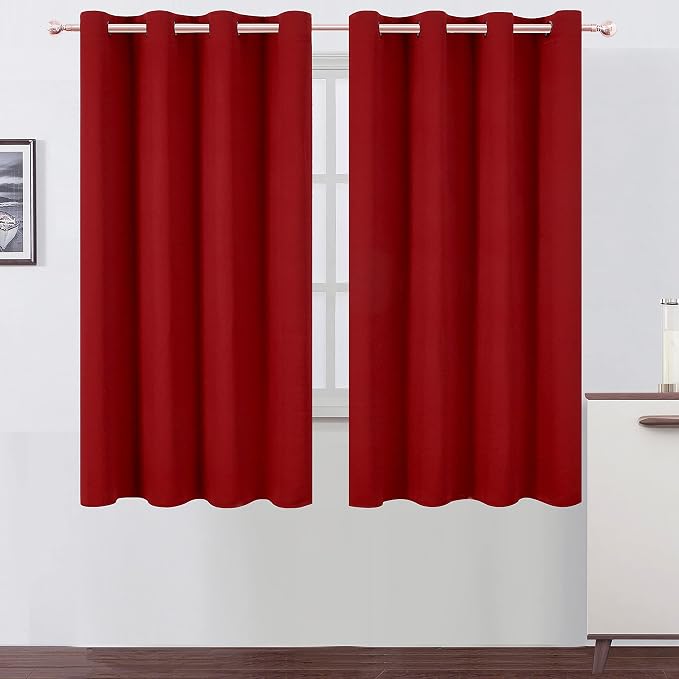 LEMOMO Red Blackout Curtains 66 x 63 Inch Length/Set of 2 Curtain by Lemomo