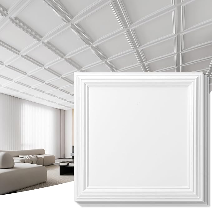 Art3d 24-Pack Drop Relief Ceiling Tiles by Art3d