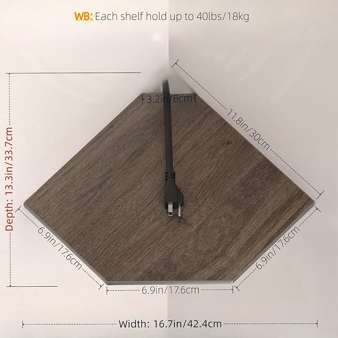 JJL Corner Shelf, 12 Inch Corner Shelf Wall Mounted - Image 3