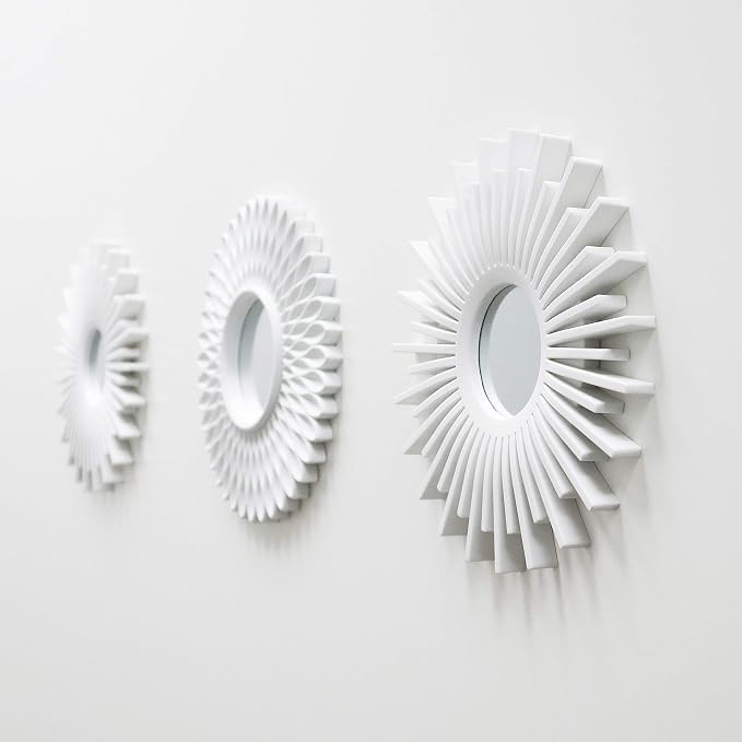 BONNYCO Wall Mirrors Pack of 3, Round White Mirrors - Image 3