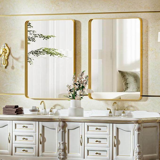 VooBang Bathroom Mirror 24x32 inch, Modern Round Corner Bathroom Vanity Mirror - Image 8