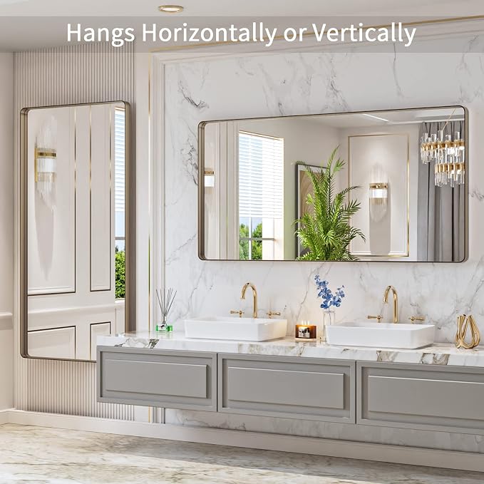 LOAAO 60”X30” Bronze Bathroom Mirrors - Image 4