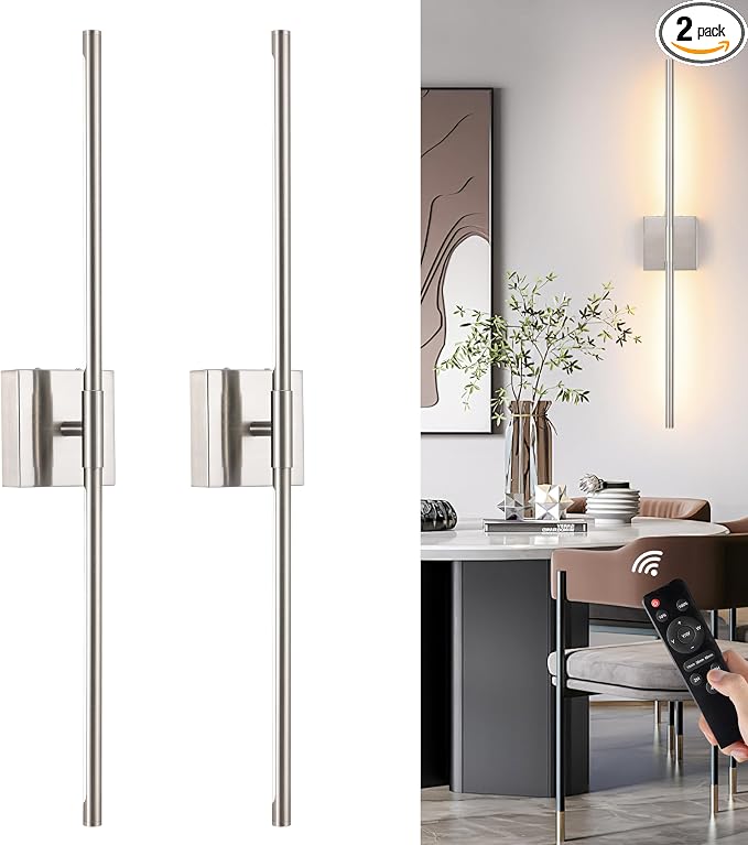 Morauroral Battery Operated Wall Sconces Set of 2, Dimmable Battery Wall Sconce by Morauroral