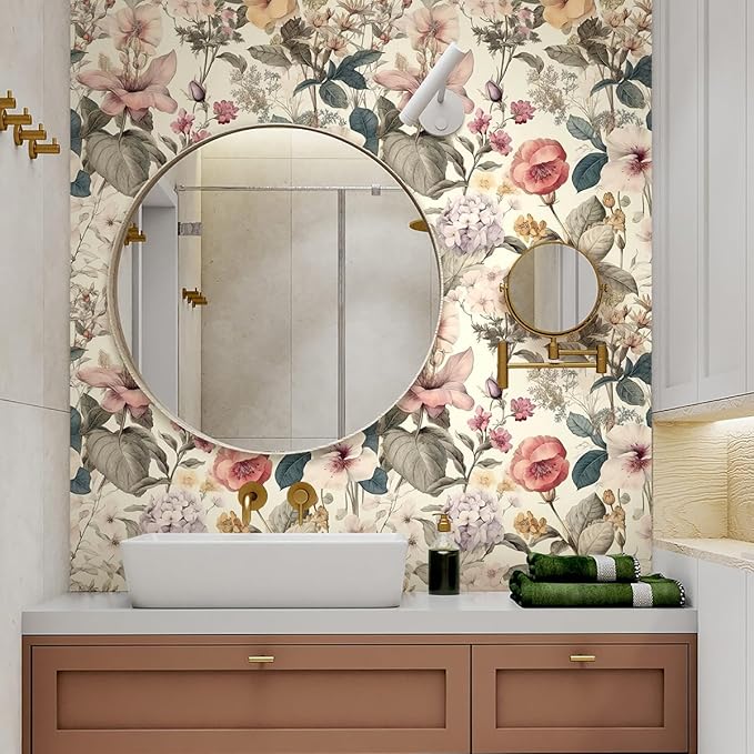 Jeweluck Floral Wallpaper Peel and Stick Vintage Floral Contact Paper Peel and - Image 4