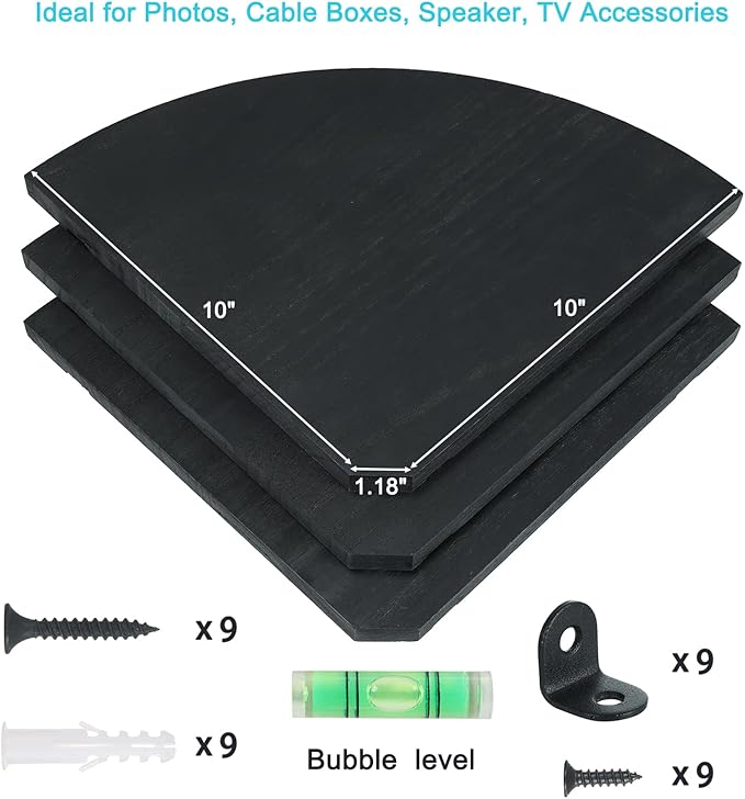 JORIKCHUO 10 inch Corner Shelf, Round End Wall Mounted Floating Shelf - Image 5