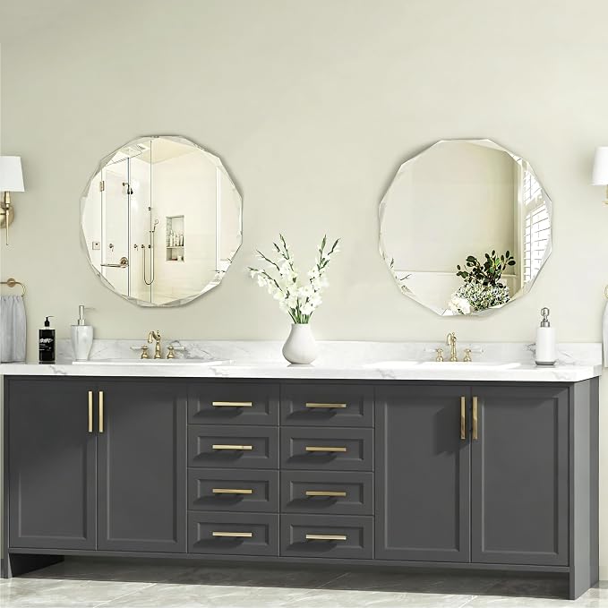 Bathroom Mirrors for Over Sink, Round Frameless Mirrors for Wall, 24x24 Inch - Image 7