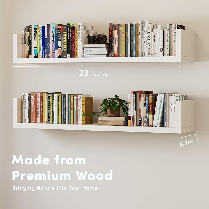 Wall Bookshelf, U Shaped Floating Bookshelf, Hanging Bookshelves - Image 5