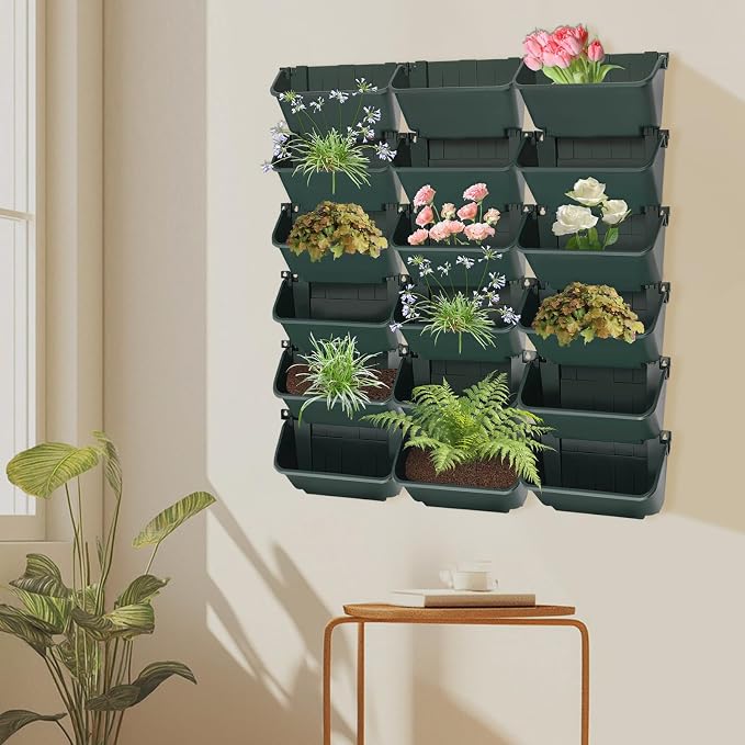 Vertical Wall Planter with 18 Pots, Hanging Garden Plant Flowerpot Holder - Image 7