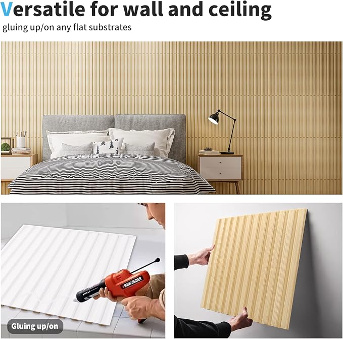 Art3d Slat Wall Panel, 3D Fluted Textured Panel 12-Tile 19.7 x 19.7in. - Image 7