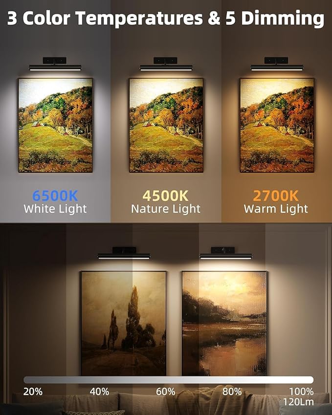 EZVALO 13 Inch Wireless Picture Lights, 4000mAh Rechargeable Battery RGB Colors - Image 4