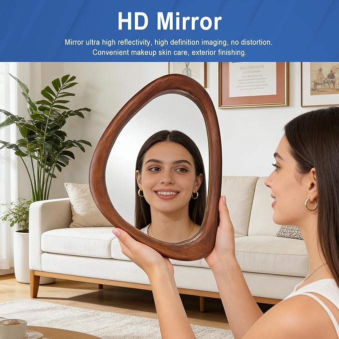 MAGFLERUM Irregular Wall Mirror, 15 * 10 inch Asymmetrical Wood Mirrors - Image 5