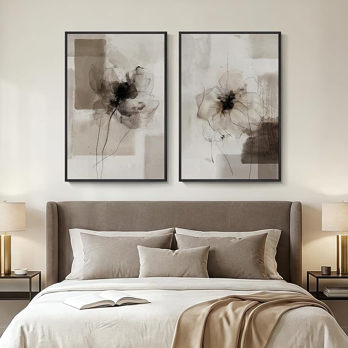 Framed Neutral Abstract Floral Wall Art - Image 4