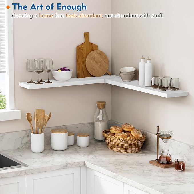 Harwaya White Wood Floating Shelves 36 Inches Long Set of 2, Large Modern Wall - Image 3