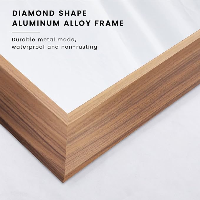 Amorho Bathroom Mirror, 24x32 Inch Wall Mirror, Walnut Wood Grain Metal Framed - Image 2